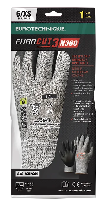 Lot de 5 - Gants anti-coupure EUROCUT N360 - Noir image