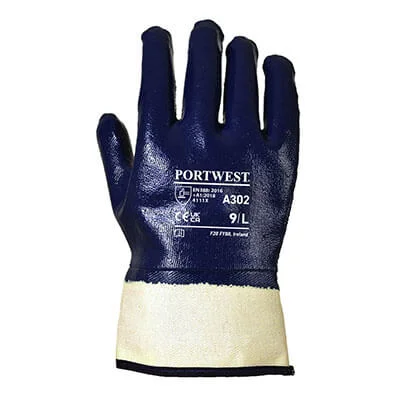 Gants Nitrile tout enduit manchette Marine image