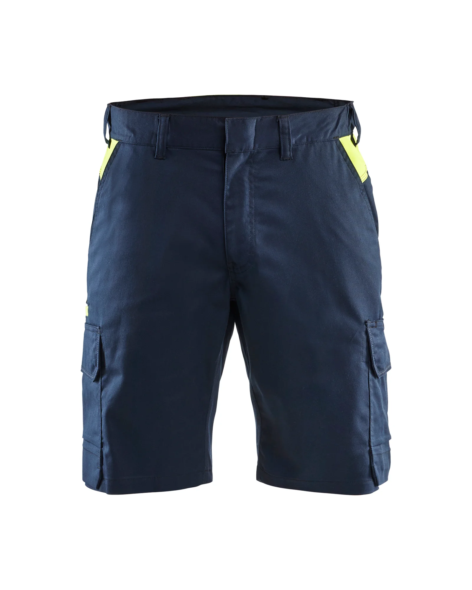 Short Industrie stretch 2D - Bleu marine/Jaune fluo image