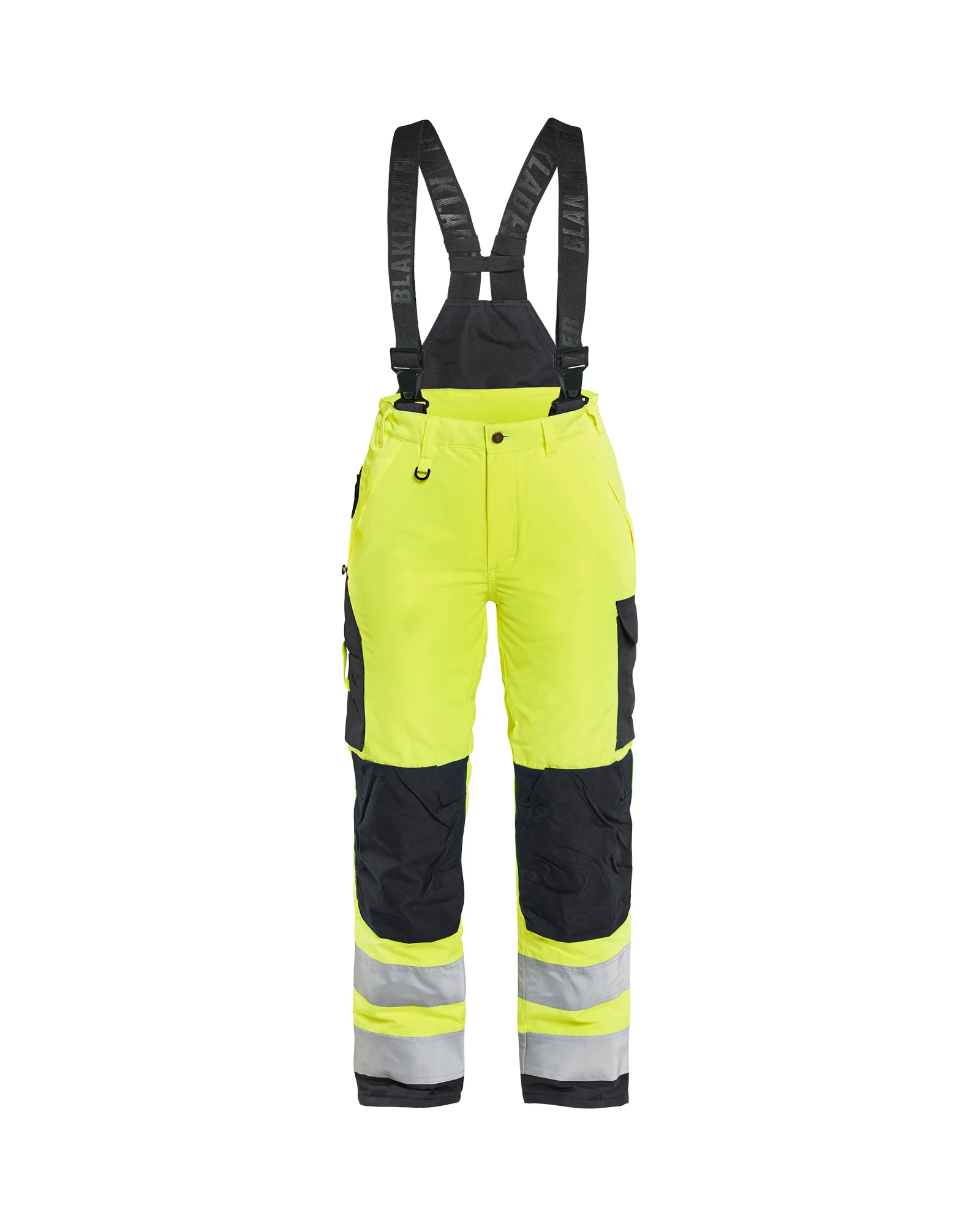 Pantalon de travail hiver à bretelles haute visibilité femme 7885 - Jaune fluo/Noir image