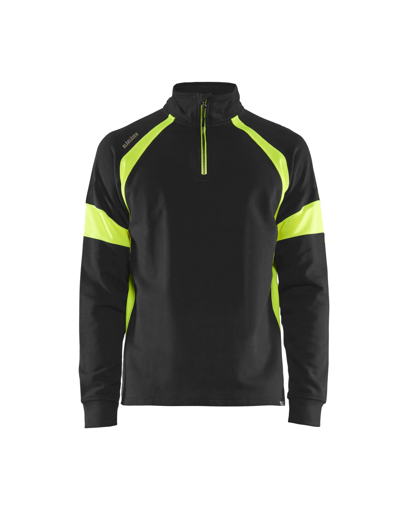 Sweat de travail col camionneur visible - Noir/Jaune fluo image