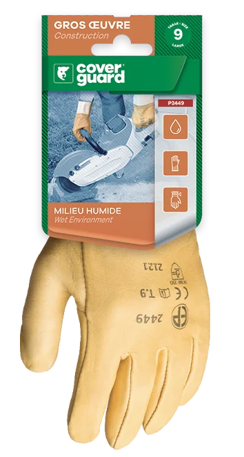 Lot de 10 paires de gants Manutention fleur vachette hydrofuge beige - protège artère image