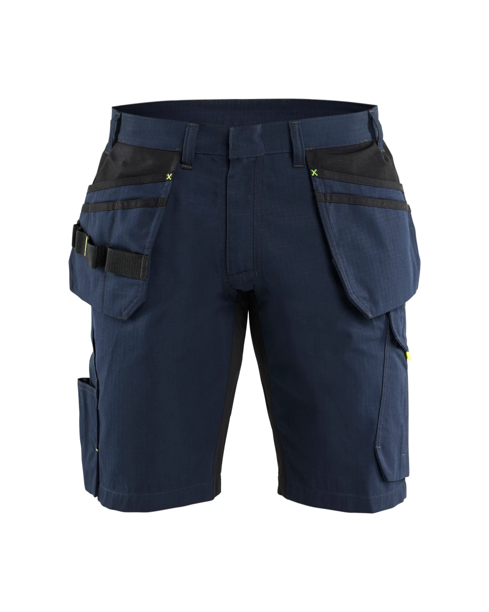 Short maintenance avec poches flottantes - Bleu marine/Jaune fluo image