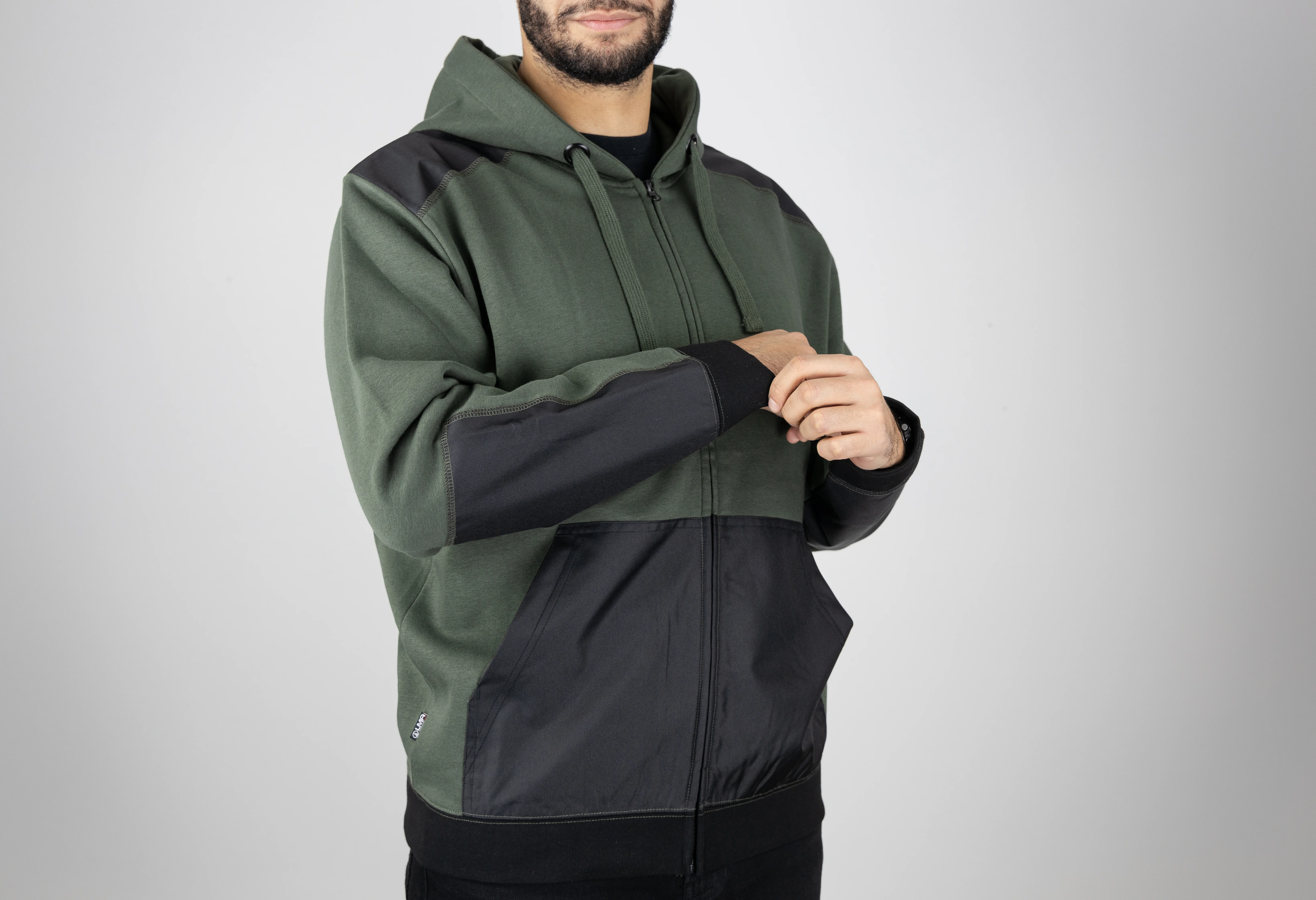 Veste de travail molleton à capuche HUDSON - KAKI/NOIR image