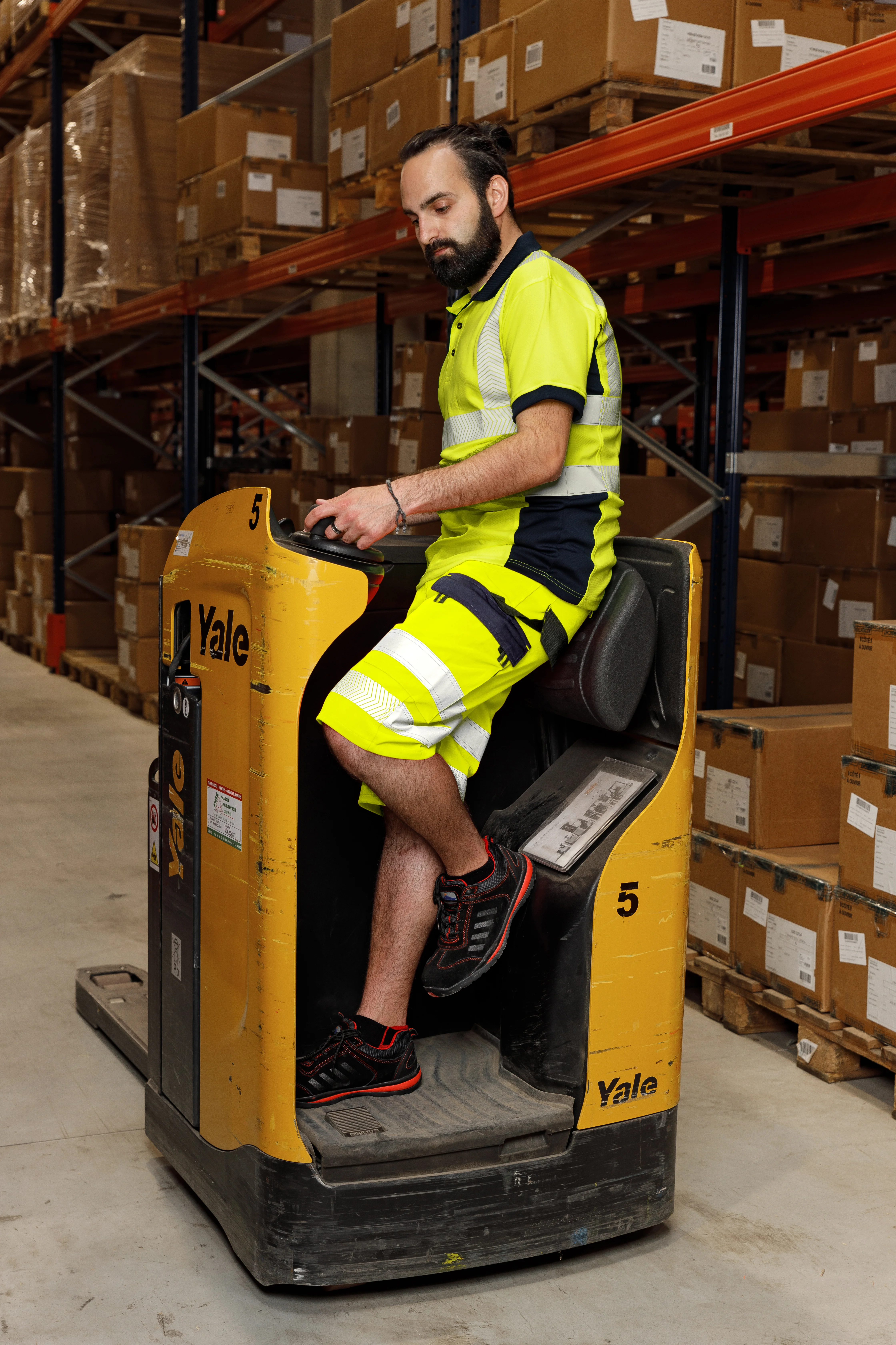 Bermuda de travail AUTHENTIC HV BOUGIE - MARINE/JAUNE FLUO image