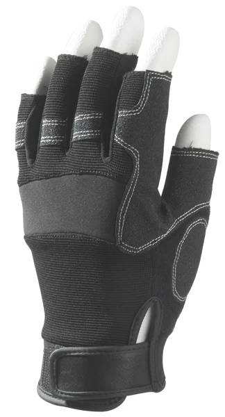 Lot de 12 paires de mitaines 5 doigts ouvert synthnoir - paume renforcée image