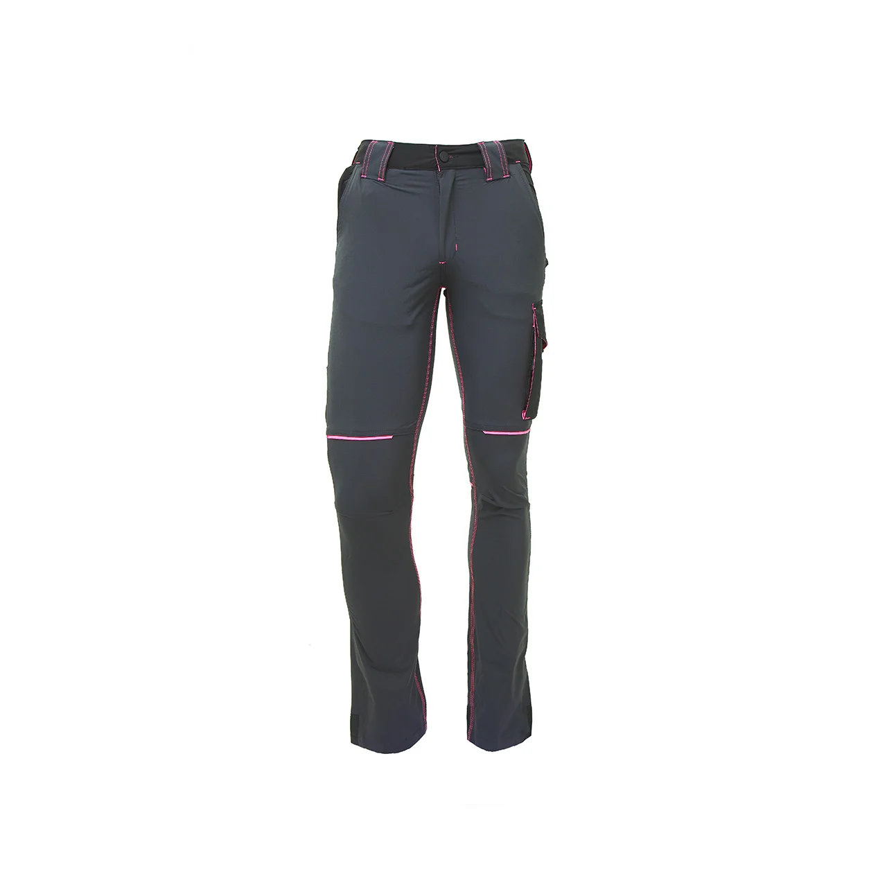 Pantalon de travail en tissu Femme WORLD - Gris/Fuchsia image