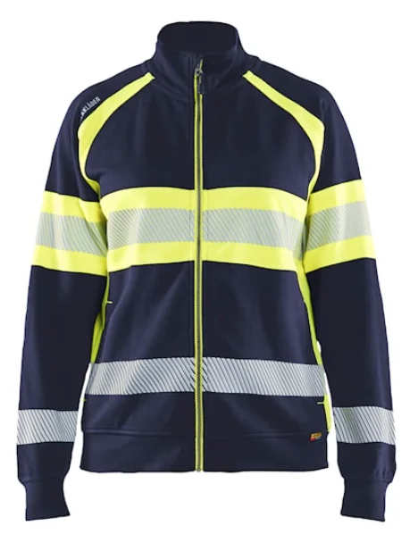 Sweat de travail zippé haute visibilité 3505 - Marine/Jaune image