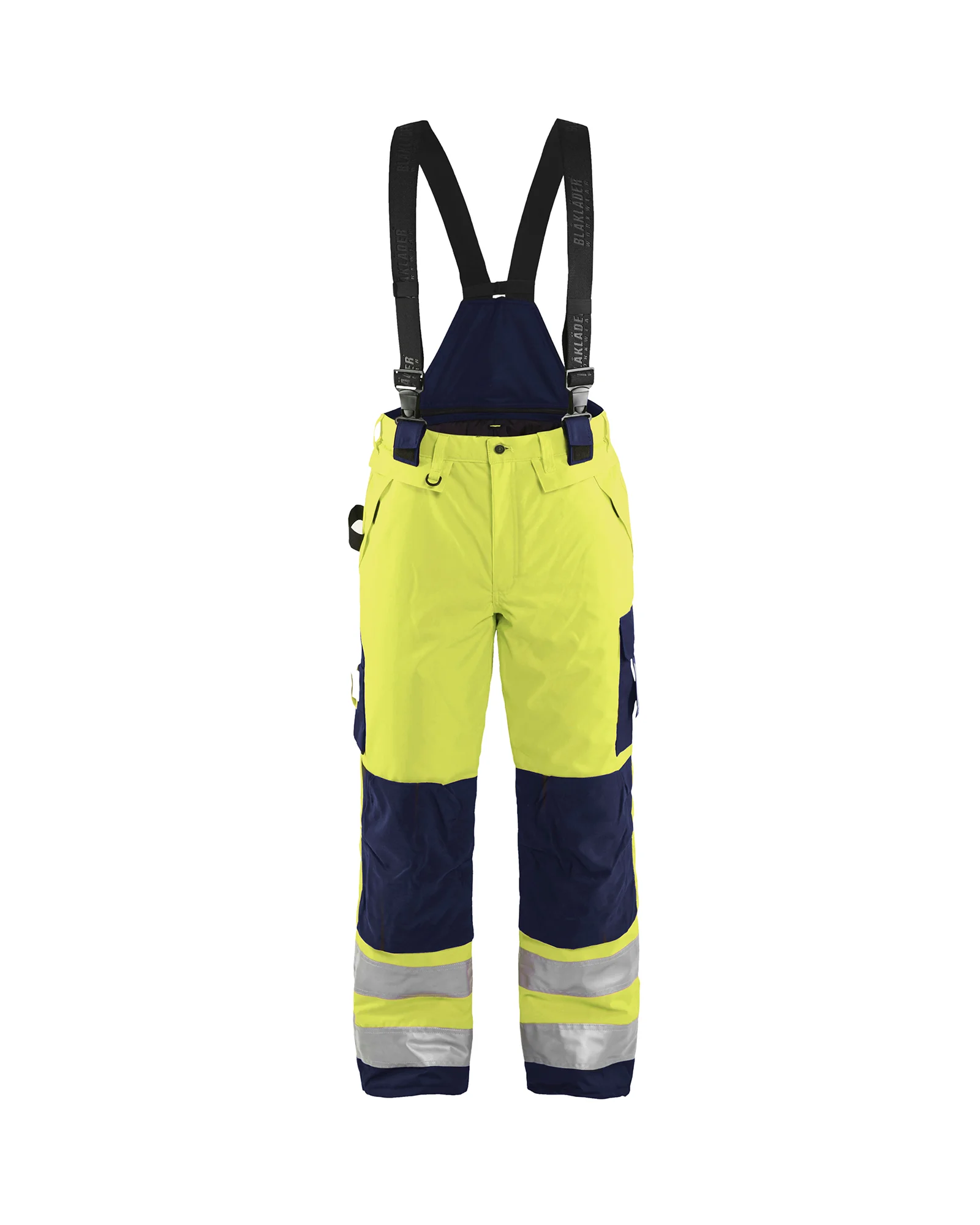 Pantalon de travail à bretelles haute-visibilité doublé - Jaune fluo/Marine image