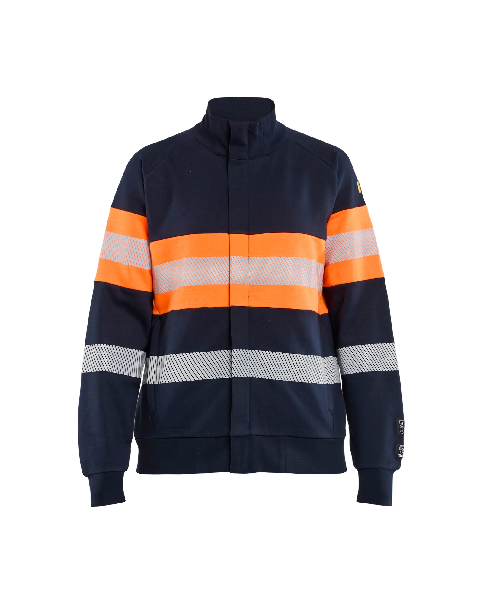 Sweat de travail zippé multinormes inhérent sans métal femme feMyanMare - Marine/Orange fluo image