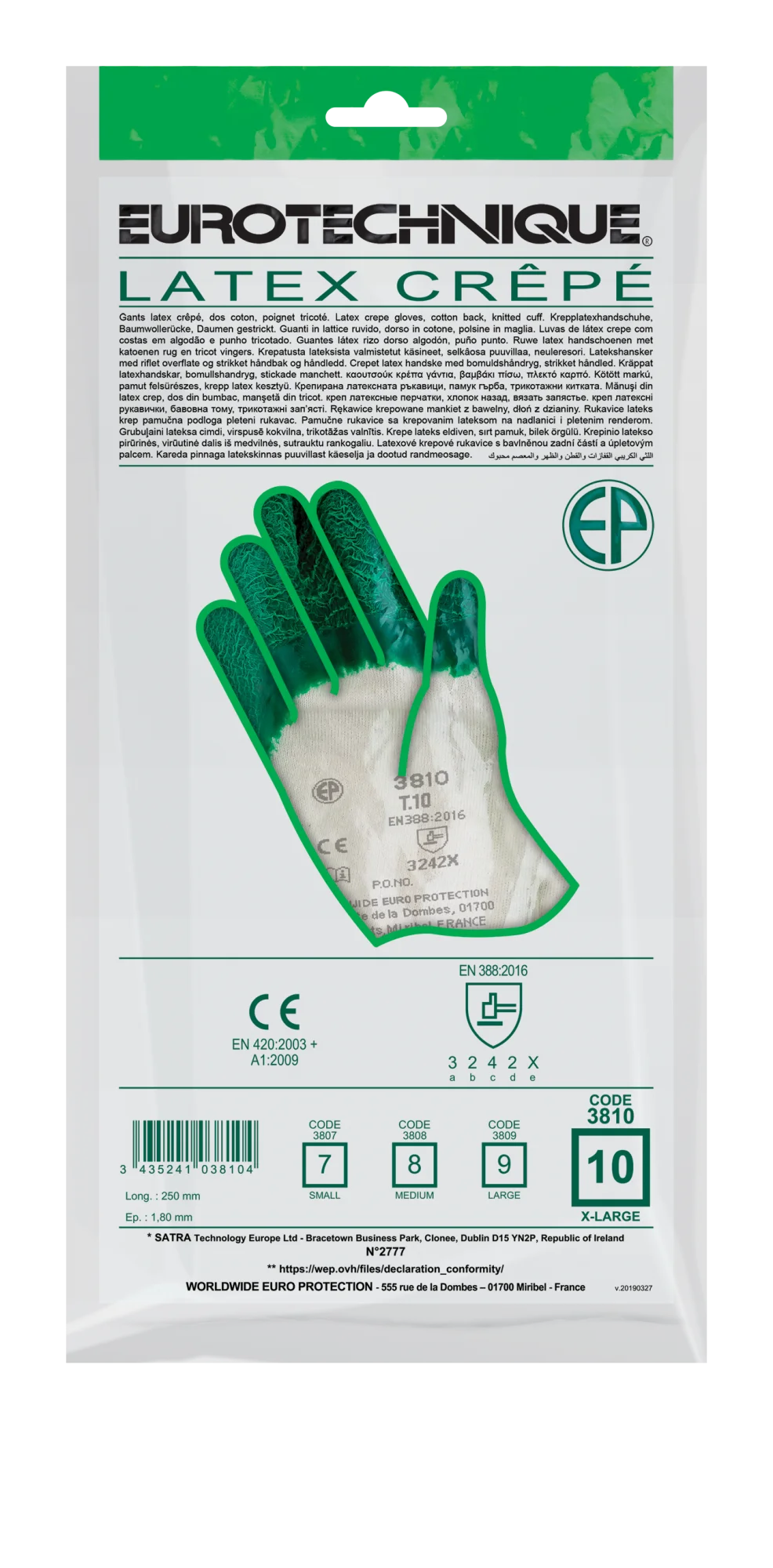 Lot de 12 paires de gants Manutention latex crépé vert qualité supérieure image