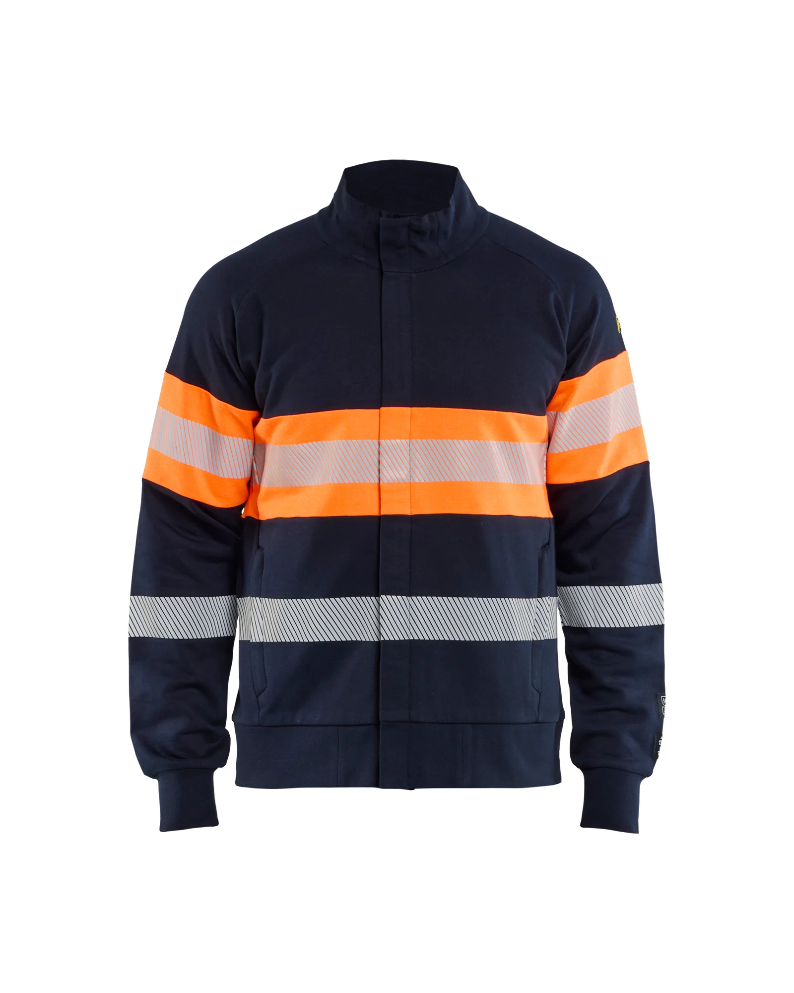 Sweat de travail zippé multinormes inhérent sans métal - Marine/Orange fluo image