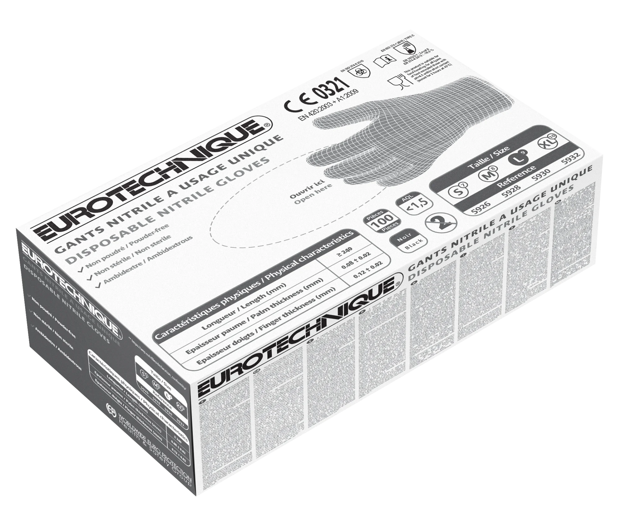 Boite de 100 Gants jetables Nitrile bleu 5900 - non poudré AQL 1,5 image