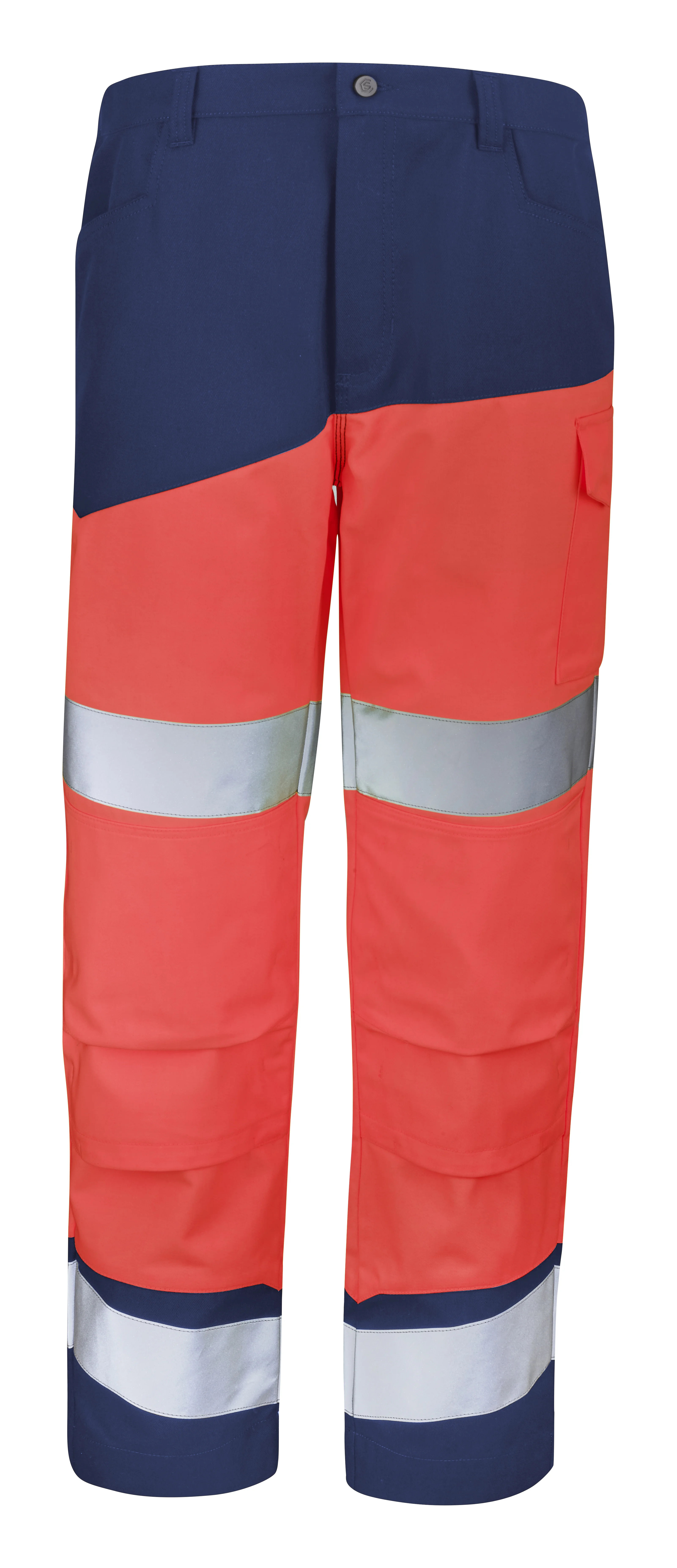 PANTALON POCHES GENOUX FLUO SAFE XP ROUGE FLUO/BLEU MARINE image