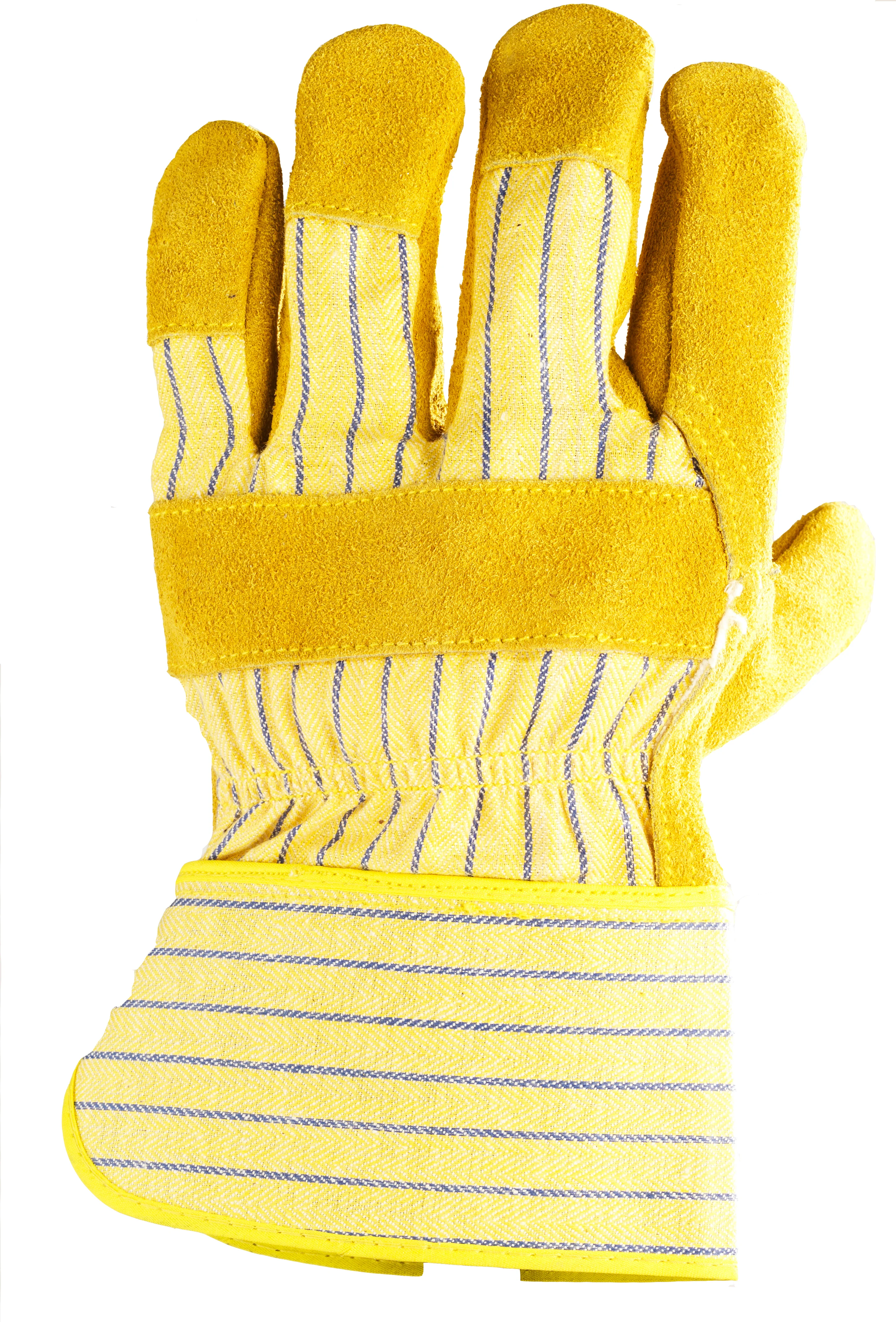 Lot de 6 paires de gants Manutention docker croûte vachette jaune - paume renfort fleur image