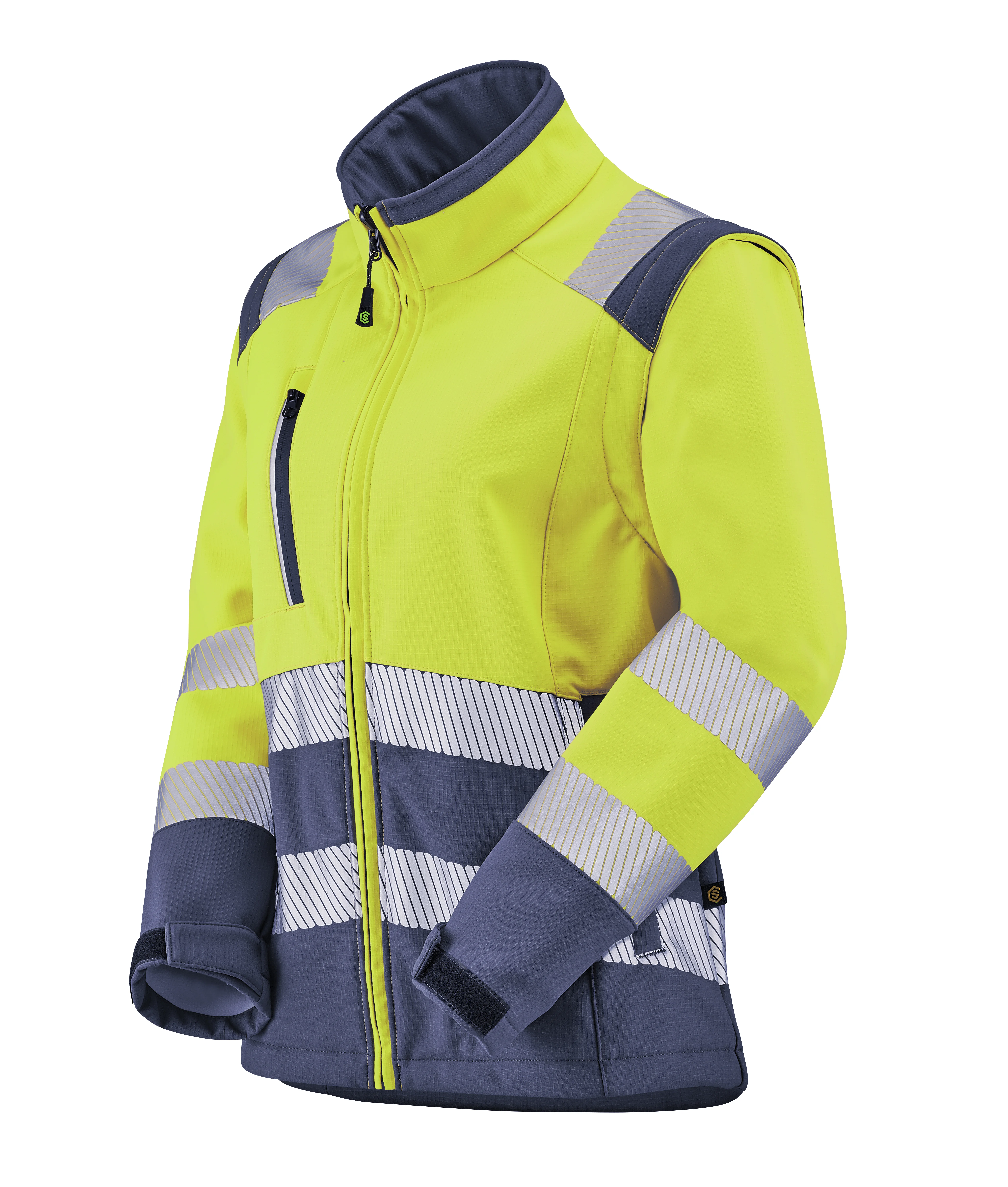 VESTE SOFTSHELL HV FEMME TIAN JAUNE FLUO/BLEU MARINE image