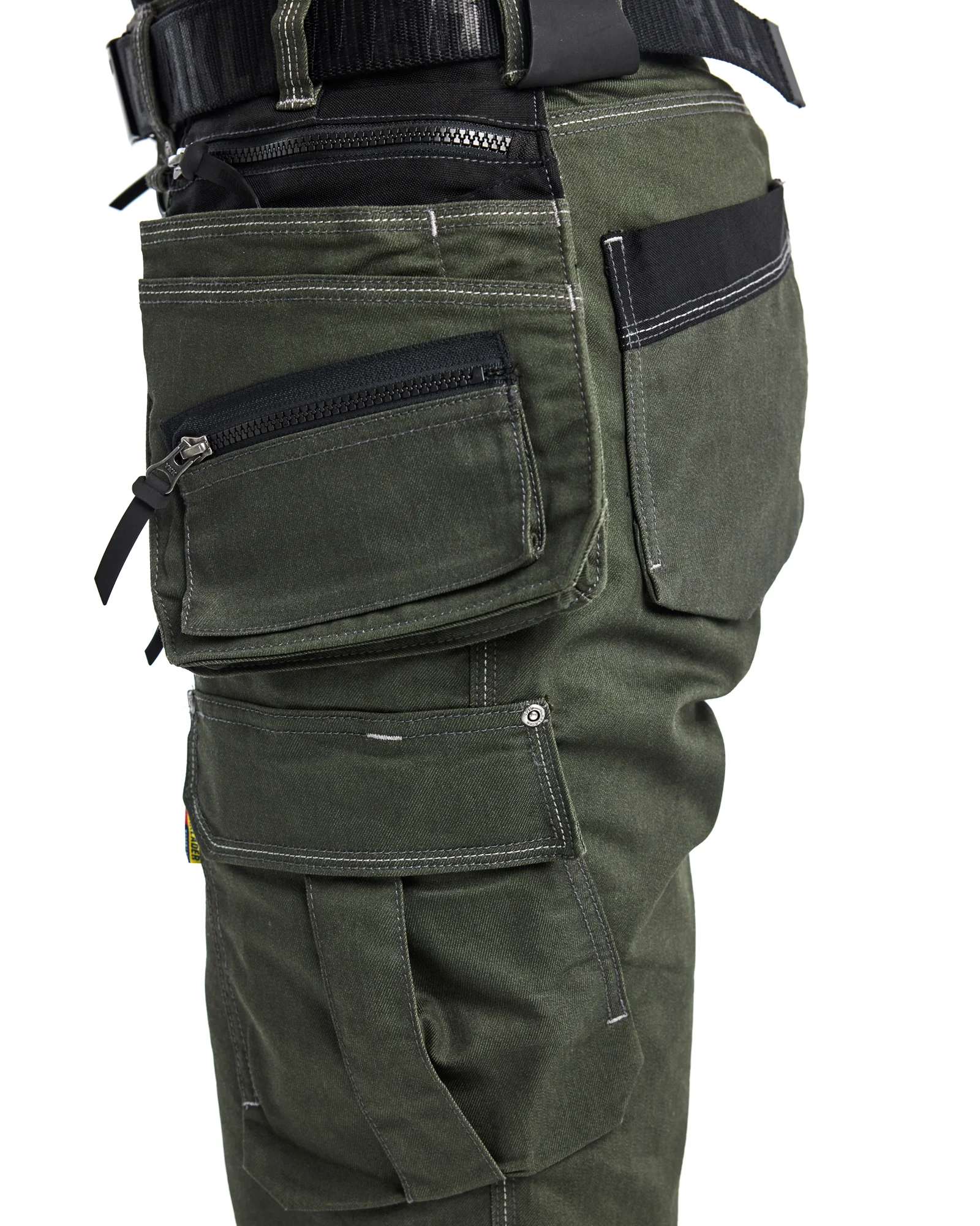 Short de travail X1900 Denim stretch femme feMyanMare - Vert forêt/Noir image