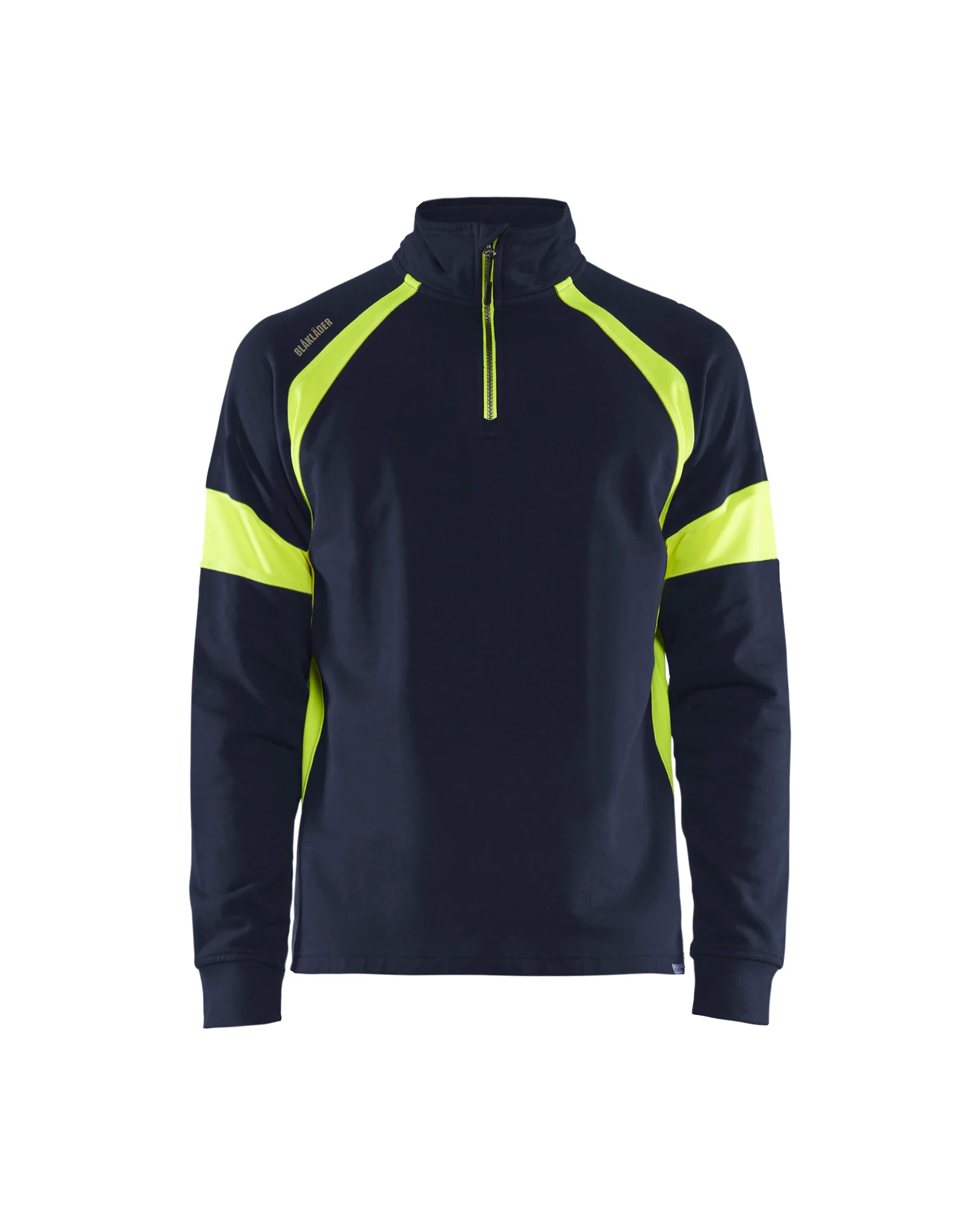 Sweat de travail col camionneur visible - Marine/Jaune fluo image
