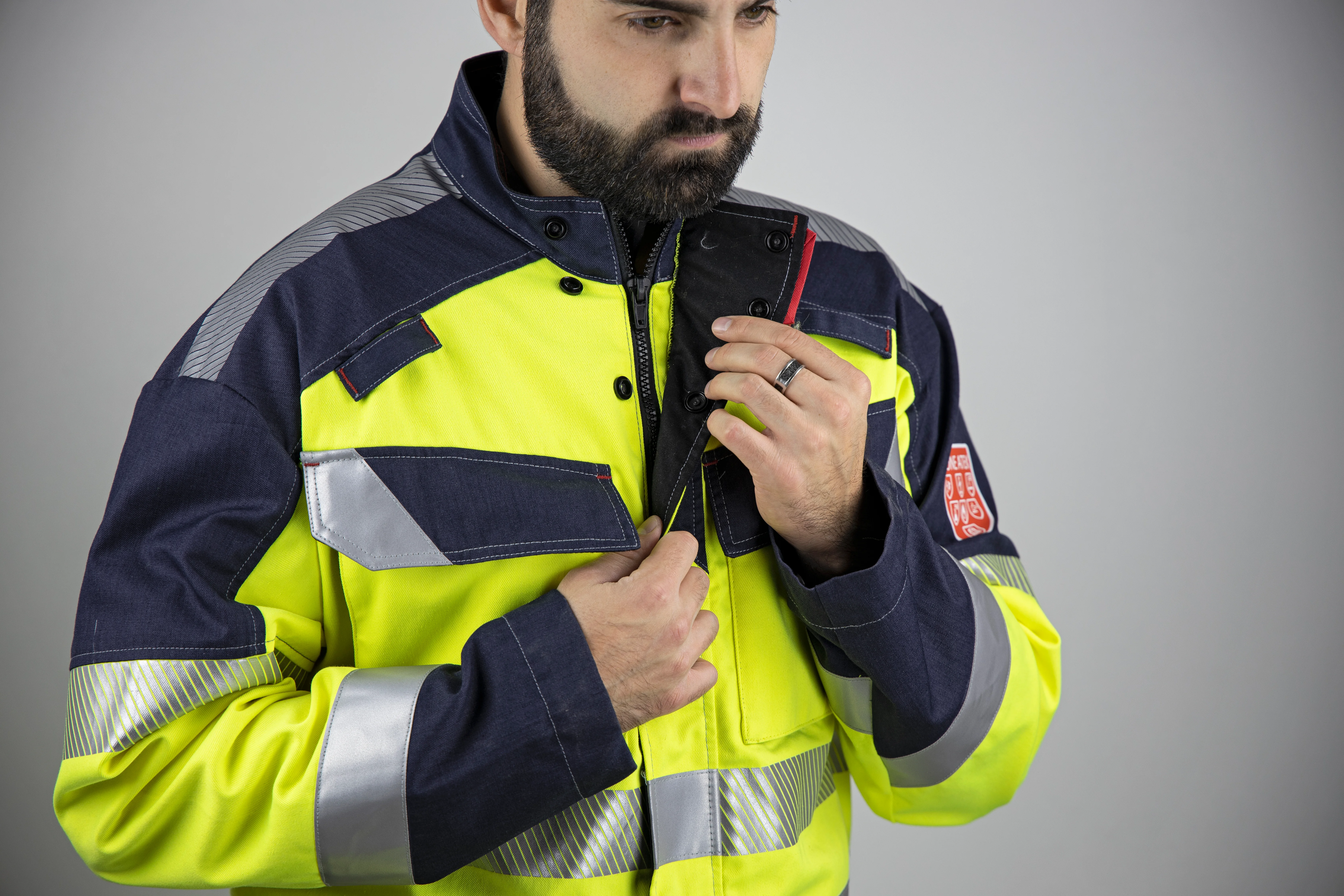 Combinaison de travail multirisque HV SILICIUM - JAUNE FLUO/MARINE S - 2 image