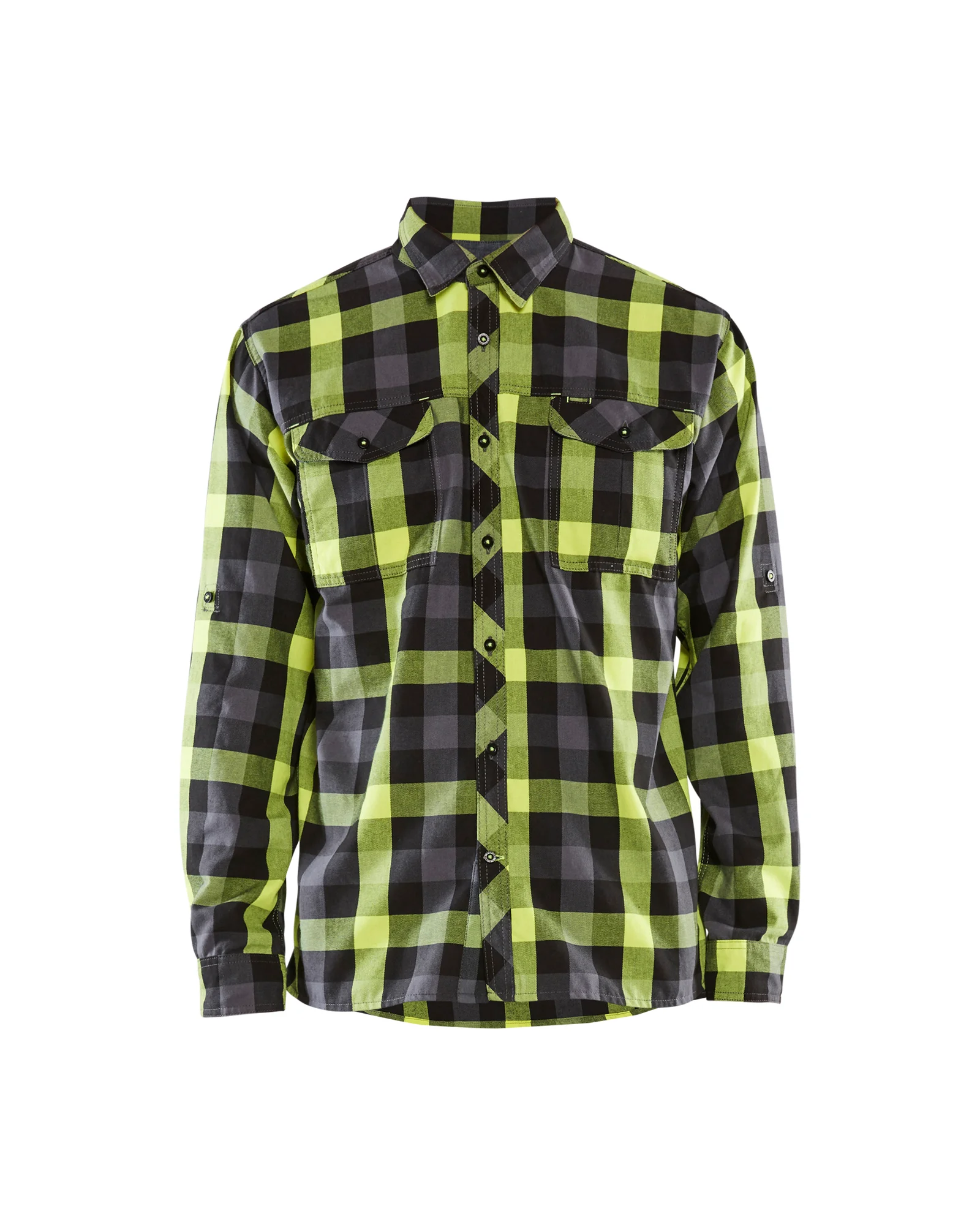 Chemise de travail flannelle 3299 - Noir/Jaune fluo M image