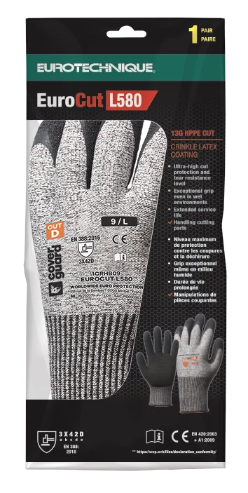 Lot de 5 - Gants anti-coupure tricot sans couture - Gris chiné image