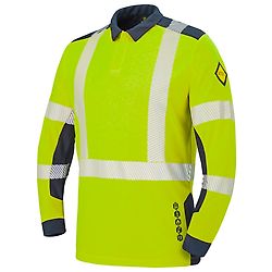 POLO HV MULTIRISQUES LAPILLI JAUNE FLUO/BLEU MARINE image
