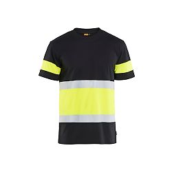 T-shirt de travail haute visibilité 3387 - Noir/Jaune fluo image