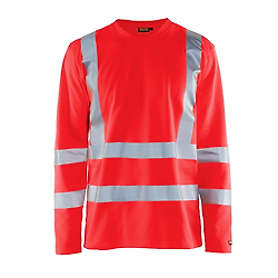 T-shirt de travail manches longues haute visibilité col V anti-UV 3381 - Rouge fluo image